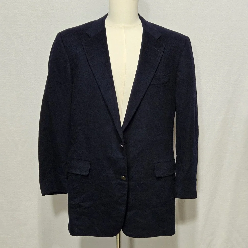 Vintage Hickey Freeman Blazer Mens 42 Navy Canterbury Collection Cashmere 80s‎